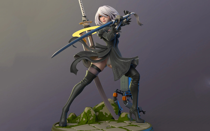 尼尔机械纪元2B角色STL打印模型 2B – Nier Automata – STL 3D Print Files-123资源网